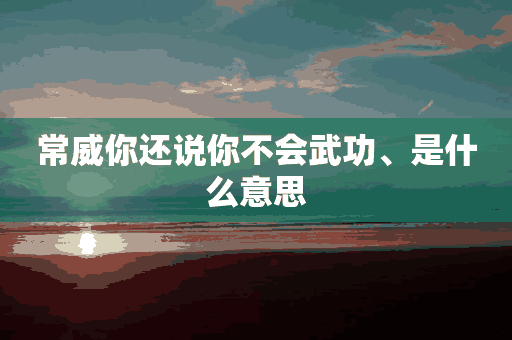 常威你还说你不会武功、是什么意思